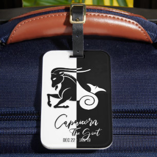 Capricorn Zodiac Sign Black & White Bagagelabel