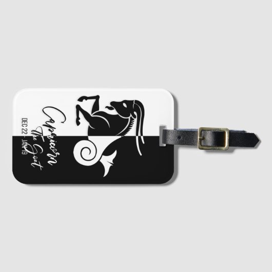 Capricorn Zodiac Sign Black & White Bagagelabel (Voorkant (horizontaal))