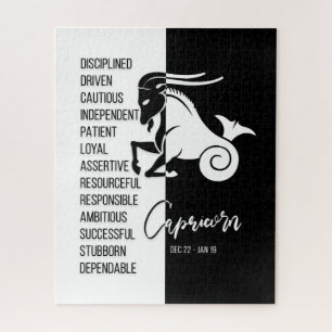 Capricorn Zodiac Sign., Black & White Jigzaag Puzz Legpuzzel
