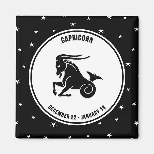 Capricorn Zodiac Sign., Black & White Magnet (Voorkant)
