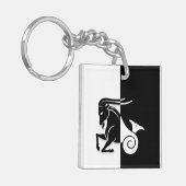 Capricorn Zodiac Sign, Black & White Sleutelhanger (Voorkant Links)