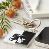 Capricorn Zodiac Sign, Black & White Sleutelhanger (Voorkant Rechts)