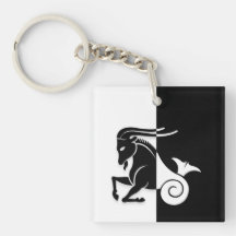 Capricorn Zodiac Sign, Black & White Sleutelhanger