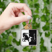 Capricorn Zodiac Sign, Black & White Sleutelhanger (Hand)
