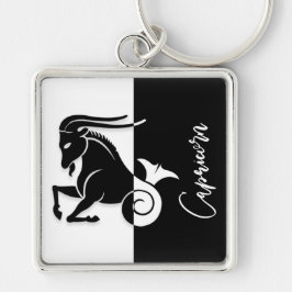 Capricorn Zodiac Sign, Black & White Sleutelhanger