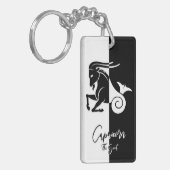 Capricorn Zodiac Sign, Black & White Sleutelhanger (Voorkant Links)
