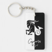Capricorn Zodiac Sign, Black & White Sleutelhanger (Voorkant)