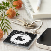 Capricorn Zodiac Sign, Black & White Sleutelhanger (Voorkant Rechts)