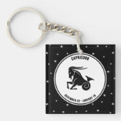 Capricorn Zodiac Sign, Black & White Sleutelhanger (Voorkant)