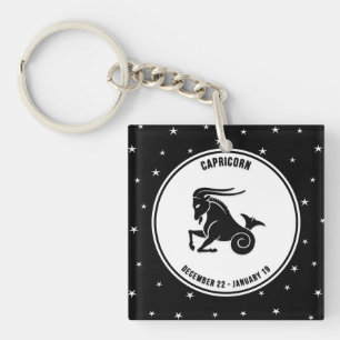 Capricorn Zodiac Sign, Black & White Sleutelhanger