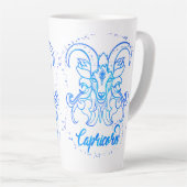 Capricorn zodiac sign bright light blue glitter latte mok (Rechterhoek)