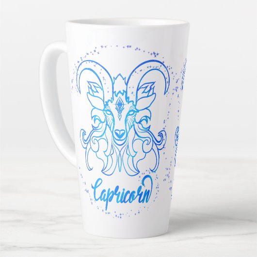 Capricorn zodiac sign bright light blue glitter latte mok (Linkerhoek)