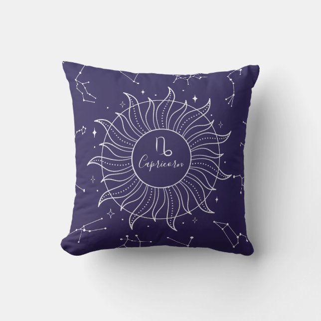 Capricorn Zodiac Sign Celestial Dark Navy Kussen (Voorkant)