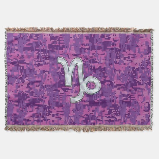 Capricorn Zodiac Sign Fuchsia Digital Camouflage Deken (Voorkant)