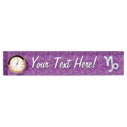 Capricorn Zodiac Sign Fuchsia Digital Camouflage Naambordje (Voorkant)