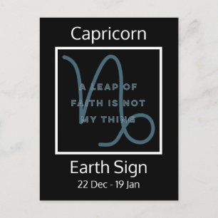 Capricorn Zodiac Sign Fun Quote in Blue and White Briefkaart