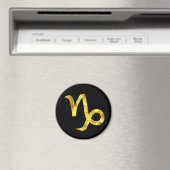 Capricorn Zodiac Sign Hammered Gold Kijk naar zwar Magneet (Insitu (Vaatwasser))