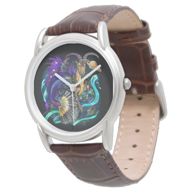 Capricorn Zodiac Sign Horloge (Gekanteld)