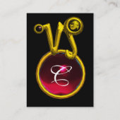 CAPRICORN ZODIAC SIGN JEWEL MONOGRAM, Red Ruby Visitekaartje (Achterkant)