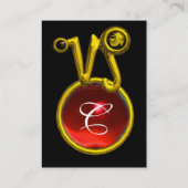 CAPRICORN ZODIAC SIGN JEWEL MONOGRAM, Red Ruby Visitekaartje (Achterkant)