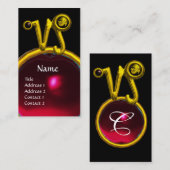 CAPRICORN ZODIAC SIGN JEWEL MONOGRAM, Red Ruby Visitekaartje (Voorkant / Achterkant)