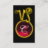 CAPRICORN ZODIAC SIGN JEWEL MONOGRAM, Red Ruby Visitekaartje (Achterkant)