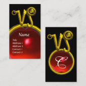 CAPRICORN ZODIAC SIGN JEWEL MONOGRAM, Red Ruby Visitekaartje (Voorkant / Achterkant)