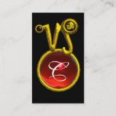 CAPRICORN ZODIAC SIGN JEWEL MONOGRAM, Red Ruby Visitekaartje (Achterkant)