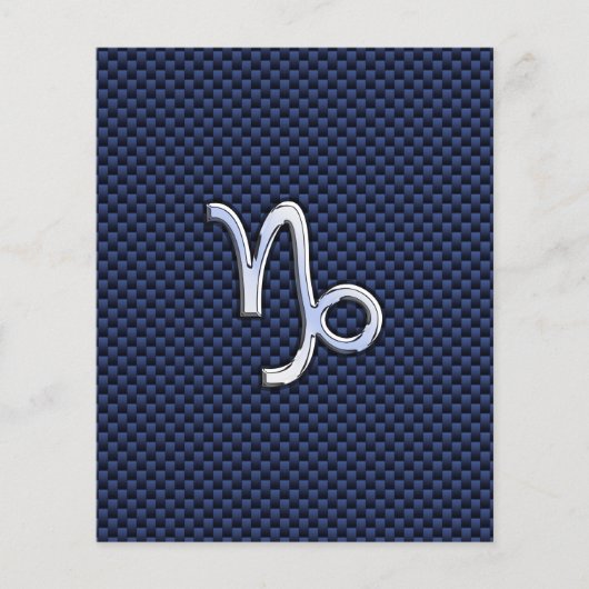 Capricorn Zodiac Sign navy blue koolstofvezel stij Flyer (Voorkant)