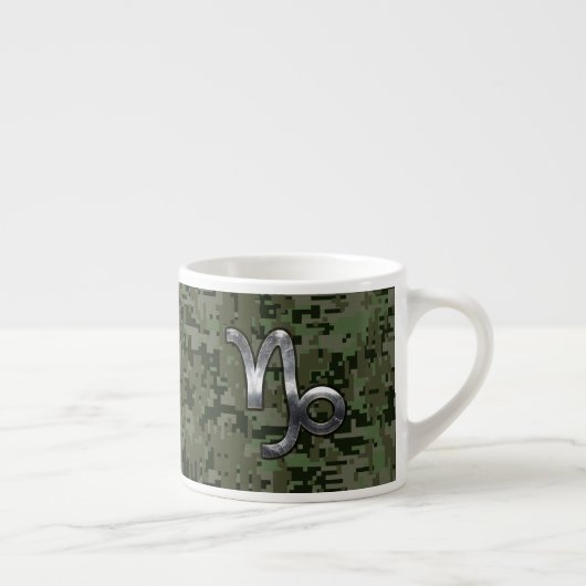 Capricorn Zodiac Sign on Woodland Digital Camo Espresso Kop (Rechts)