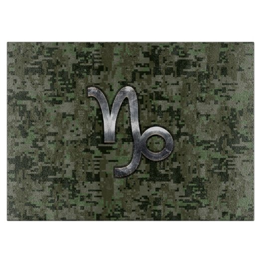 Capricorn Zodiac Sign on Woodland Digital Camo Snijplank (Voorkant)