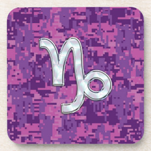 Capricorn Zodiac Sign Pink Digital Camouflage Drankjes Onderzetter
