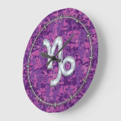 Capricorn Zodiac Sign Pink Digital Camouflage Grote Klok (Hoek)