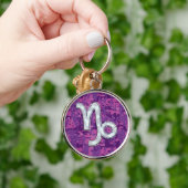 Capricorn Zodiac Sign Pink Digital Camouflage Sleutelhanger (Hand)