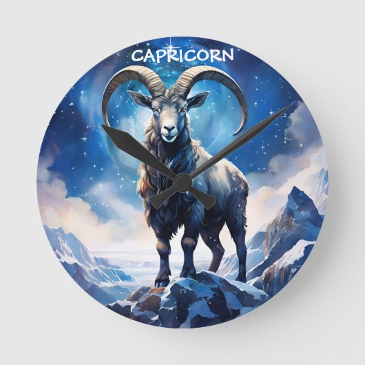 Capricorn Zodiac Sign Poster Ronde Klok (Voorkant)