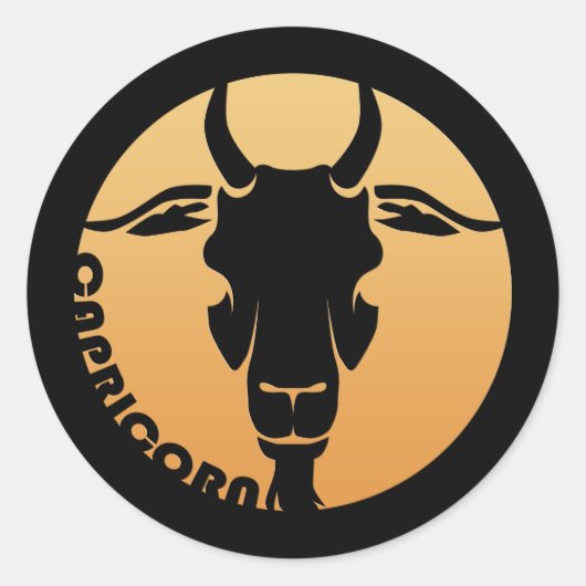 Capricorn Zodiac Sign Ronde Sticker (Voorkant)