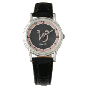 Capricorn Zodiac Sign Roos Roze Grijze Aangepaste  Horloge
