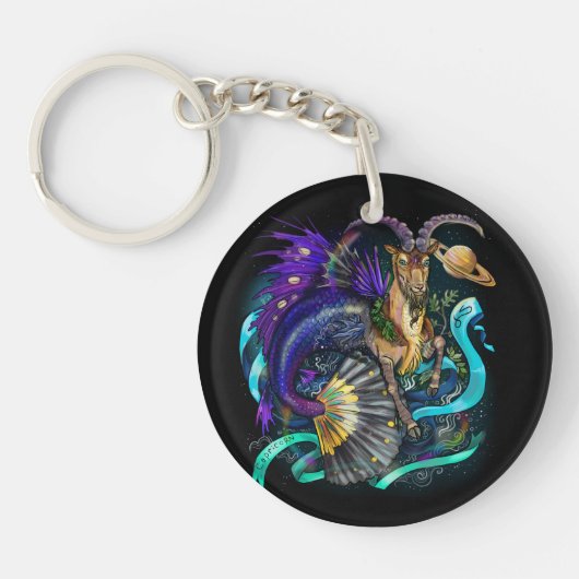 Capricorn Zodiac Sign Sleutelhanger (Voorkant)