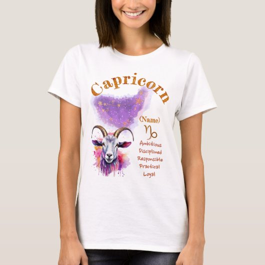 Capricorn Zodiac Sign T-Shirt (Voorkant)