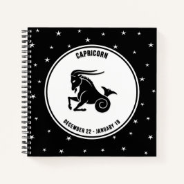 Capricorn Zodiac Sign., zwart-wit notebook Notitieboek