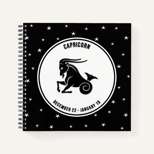 Capricorn Zodiac Sign., zwart-wit notebook Notitieboek (Voorkant)