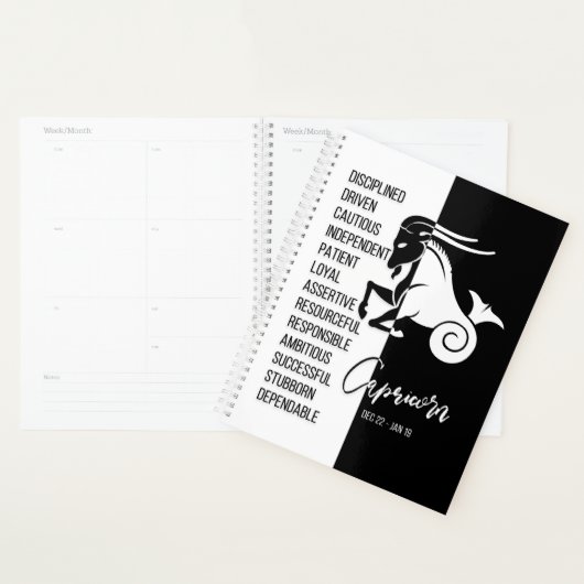 Capricorn Zodiac Sign., zwart-wit Planner (Display)