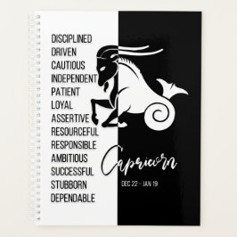 Capricorn Zodiac Sign., zwart-wit Planner
