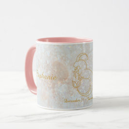 Capricorn Zodiac Star Sign Cosmic Monogram Glitter Mok