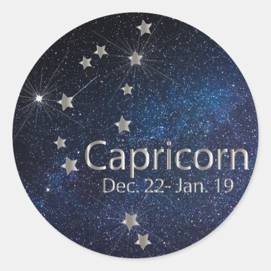 Capricorn - Zodiac Star Sign Ronde Sticker (Voorkant)