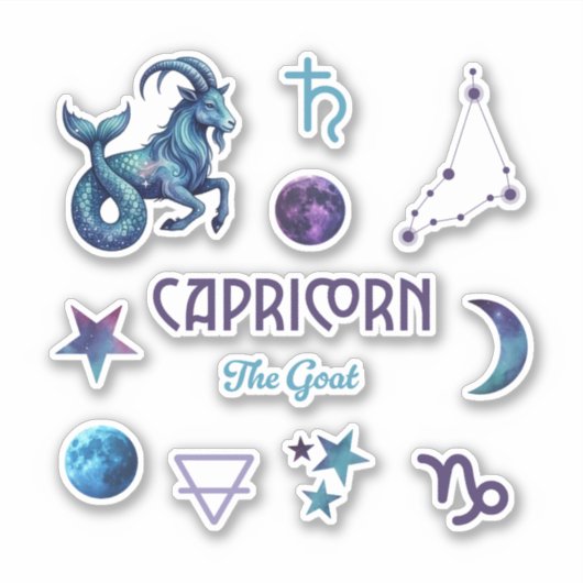 Capricorn Zodiac Sticker Collection (Voorkant)