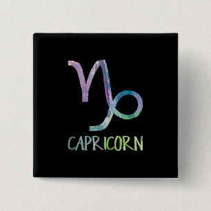 Capricorn Zodiac Symbol Astrology Zee Goat Gift Vierkante Button 5,1 Cm