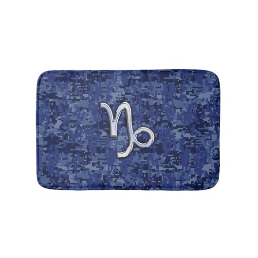Capricorn Zodiac Symbol Blue Digital Camouflage Badmat (Voorkant)