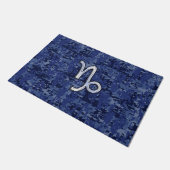 Capricorn Zodiac Symbol Blue Digital Camouflage Deurmat (Schuin)