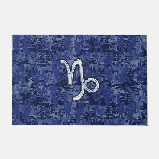 Capricorn Zodiac Symbol Blue Digital Camouflage Deurmat (Voorkant)